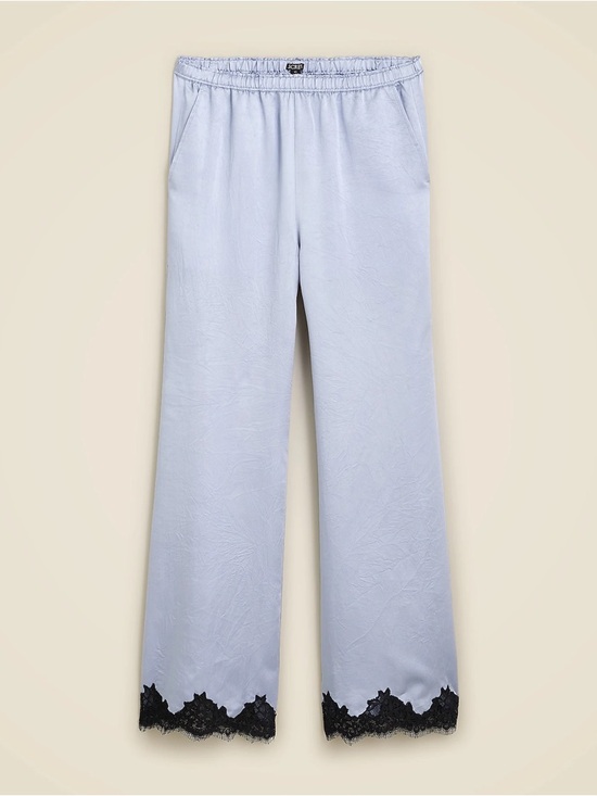 J. Crew Pants - J. Crew Light Blue Satin Wide-Leg Pants with Black Lace Trim